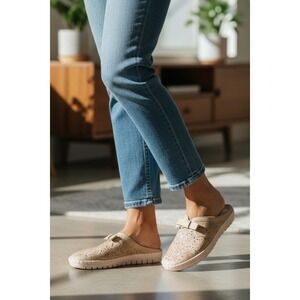 Ingrid & Isabel Women's Tan Cutout Bow Mule Shoes Size 6.5 M